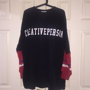 Super comfy fleece dress with sweater sleeves